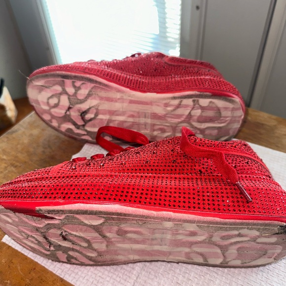 Red Rhinestone Women's Sneakers - Picture 4 of 4